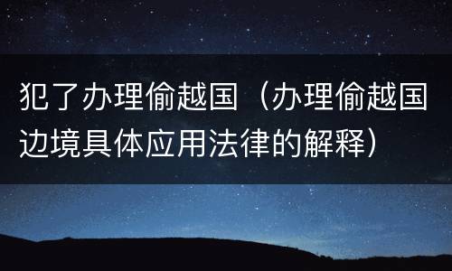 犯了办理偷越国（办理偷越国边境具体应用法律的解释）