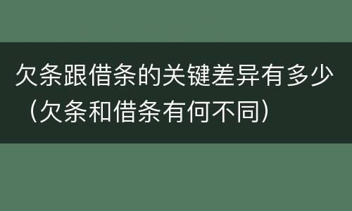 欠条跟借条的关键差异有多少（欠条和借条有何不同）
