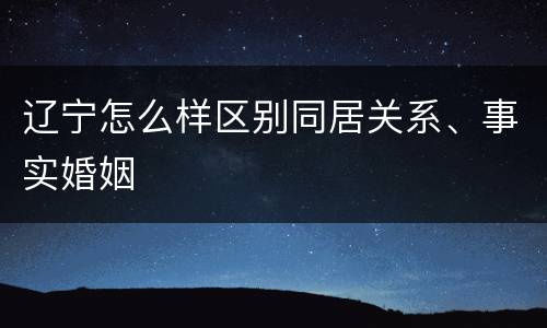 辽宁怎么样区别同居关系、事实婚姻