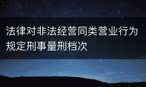 法律对非法经营同类营业行为规定刑事量刑档次