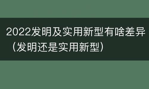 2022发明及实用新型有啥差异（发明还是实用新型）
