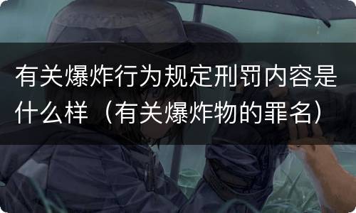 有关爆炸行为规定刑罚内容是什么样（有关爆炸物的罪名）