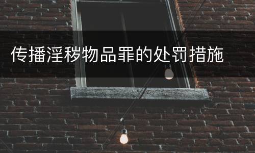 传播淫秽物品罪的处罚措施