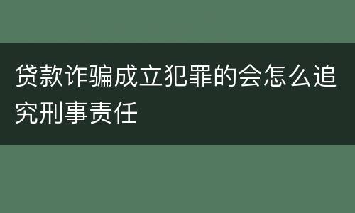 贷款诈骗成立犯罪的会怎么追究刑事责任