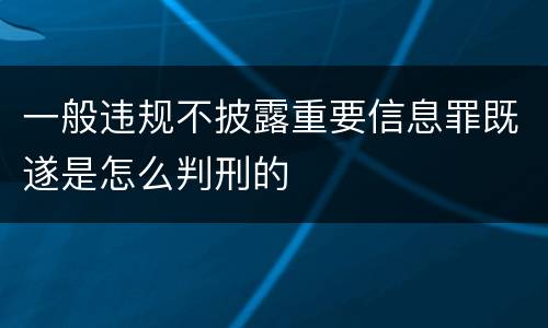 一般违规不披露重要信息罪既遂是怎么判刑的