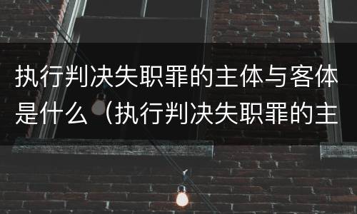 执行判决失职罪的主体与客体是什么（执行判决失职罪的主体与客体是什么关系）