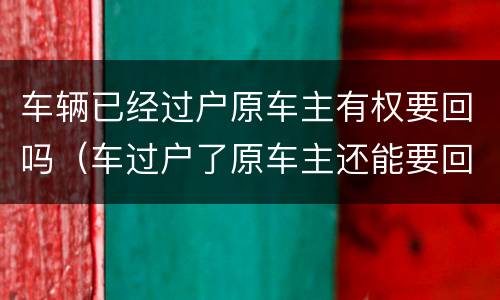 车辆已经过户原车主有权要回吗（车过户了原车主还能要回吗）