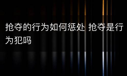 抢夺的行为如何惩处 抢夺是行为犯吗