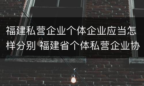 福建私营企业个体企业应当怎样分别 福建省个体私营企业协会