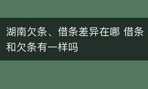 湖南欠条、借条差异在哪 借条和欠条有一样吗