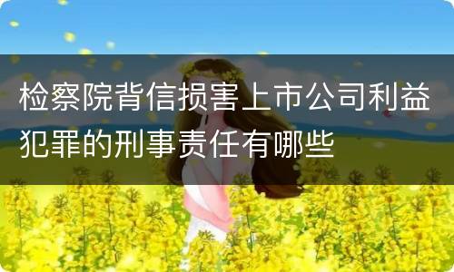 检察院背信损害上市公司利益犯罪的刑事责任有哪些