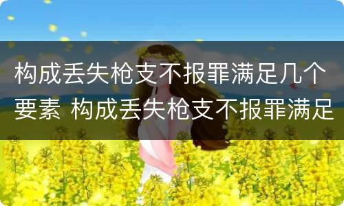 构成丢失枪支不报罪满足几个要素 构成丢失枪支不报罪满足几个要素的要求