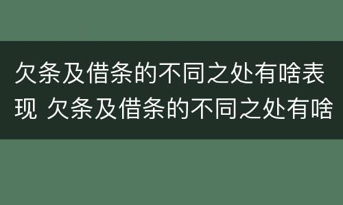 欠条及借条的不同之处有啥表现 欠条及借条的不同之处有啥表现呢