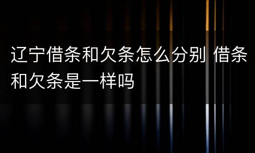 辽宁借条和欠条怎么分别 借条和欠条是一样吗