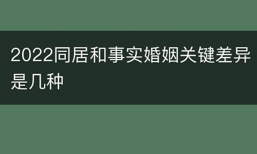 2022同居和事实婚姻关键差异是几种