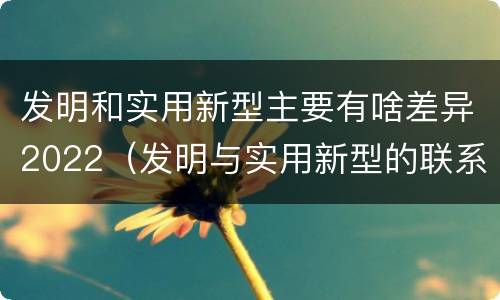 发明和实用新型主要有啥差异2022（发明与实用新型的联系和区别）