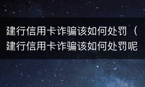 建行信用卡诈骗该如何处罚（建行信用卡诈骗该如何处罚呢）