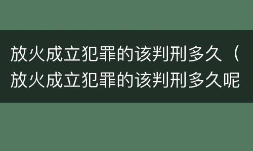 放火成立犯罪的该判刑多久（放火成立犯罪的该判刑多久呢）