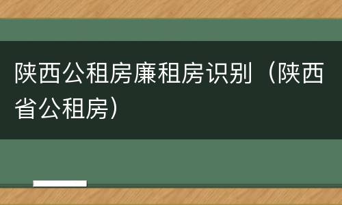陕西公租房廉租房识别（陕西省公租房）