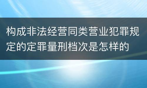 构成非法经营同类营业犯罪规定的定罪量刑档次是怎样的