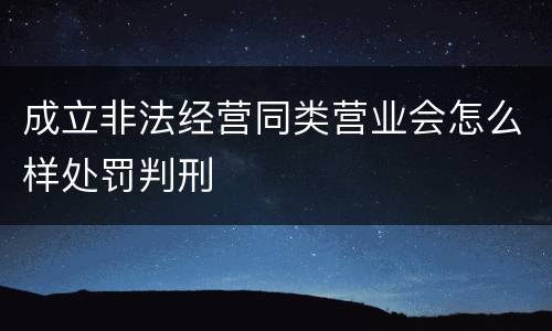 成立非法经营同类营业会怎么样处罚判刑