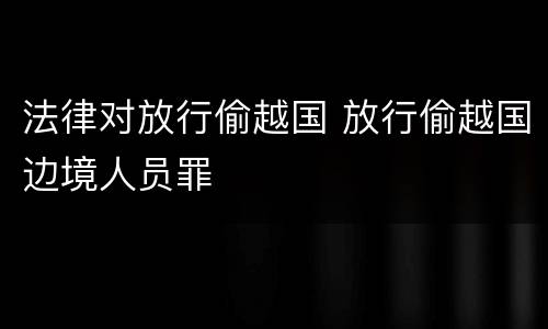 法律对放行偷越国 放行偷越国边境人员罪