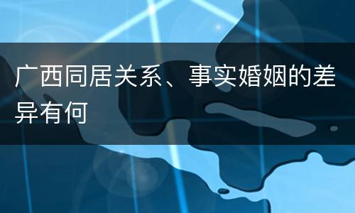 广西同居关系、事实婚姻的差异有何