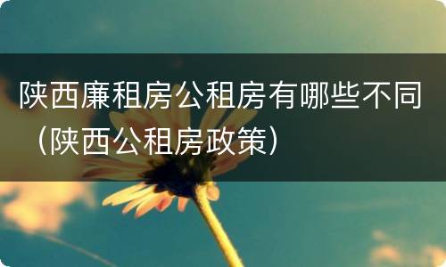 陕西廉租房公租房有哪些不同（陕西公租房政策）