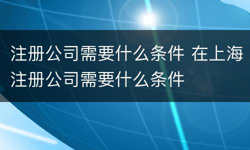 注册公司需要什么条件 在上海注册公司需要什么条件