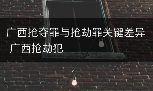 广西抢夺罪与抢劫罪关键差异 广西抢劫犯