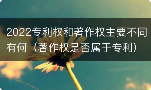 2022专利权和著作权主要不同有何（著作权是否属于专利）