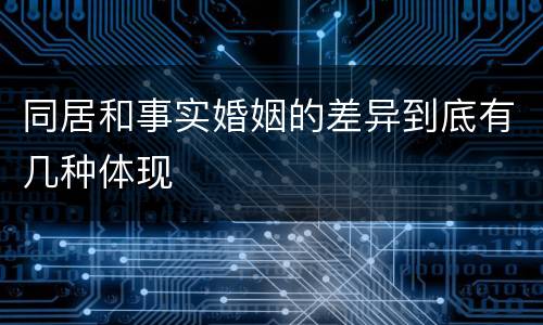 同居和事实婚姻的差异到底有几种体现