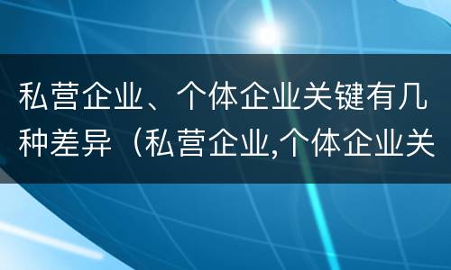 私营企业、个体企业关键有几种差异（私营企业,个体企业关键有几种差异类型）