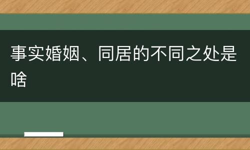 事实婚姻、同居的不同之处是啥