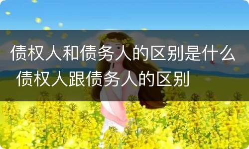 债权人和债务人的区别是什么 债权人跟债务人的区别
