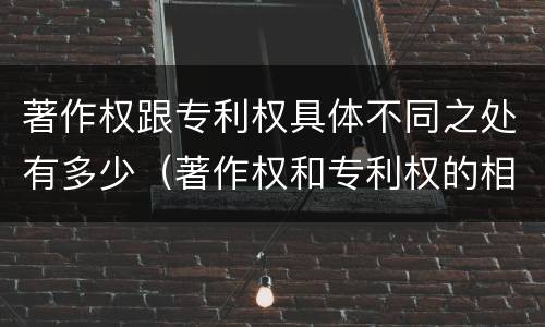 著作权跟专利权具体不同之处有多少（著作权和专利权的相同）