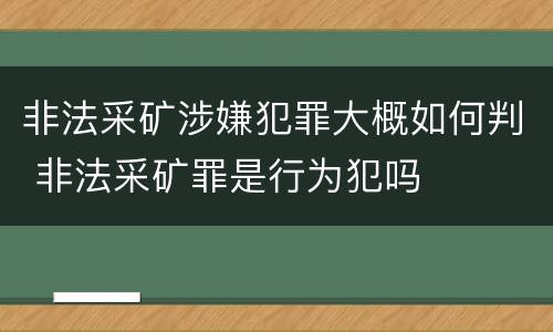 非法采矿涉嫌犯罪大概如何判 非法采矿罪是行为犯吗