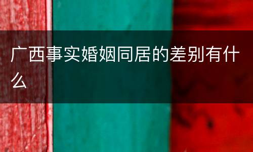 广西事实婚姻同居的差别有什么