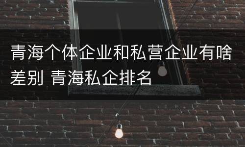 青海个体企业和私营企业有啥差别 青海私企排名