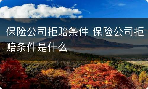 保险公司拒赔条件 保险公司拒赔条件是什么