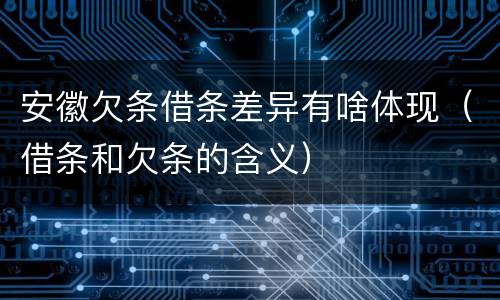 安徽欠条借条差异有啥体现（借条和欠条的含义）