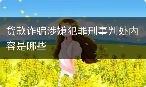 贷款诈骗涉嫌犯罪刑事判处内容是哪些