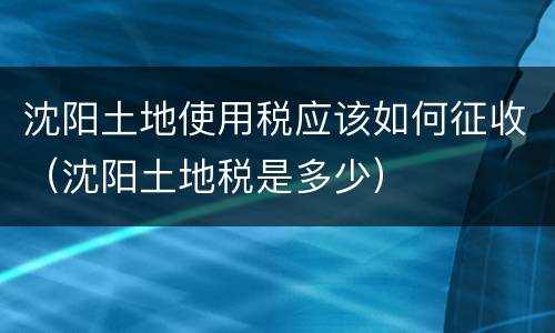 沈阳土地使用税应该如何征收（沈阳土地税是多少）