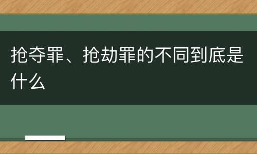 抢夺罪、抢劫罪的不同到底是什么