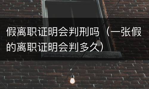 假离职证明会判刑吗（一张假的离职证明会判多久）