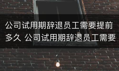 公司试用期辞退员工需要提前多久 公司试用期辞退员工需要提前多久申请