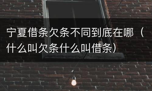 宁夏借条欠条不同到底在哪（什么叫欠条什么叫借条）