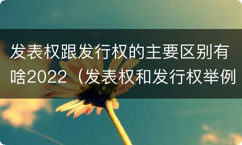发表权跟发行权的主要区别有啥2022（发表权和发行权举例）