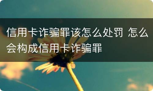 信用卡诈骗罪该怎么处罚 怎么会构成信用卡诈骗罪