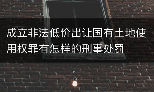 成立非法低价出让国有土地使用权罪有怎样的刑事处罚